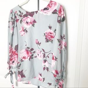 Everly Floral Tie Sleeve Blouse